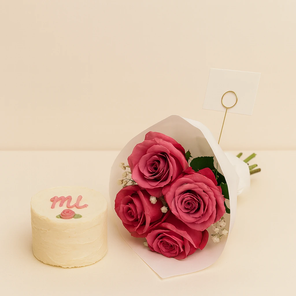 ميني كيك مع بوكيه