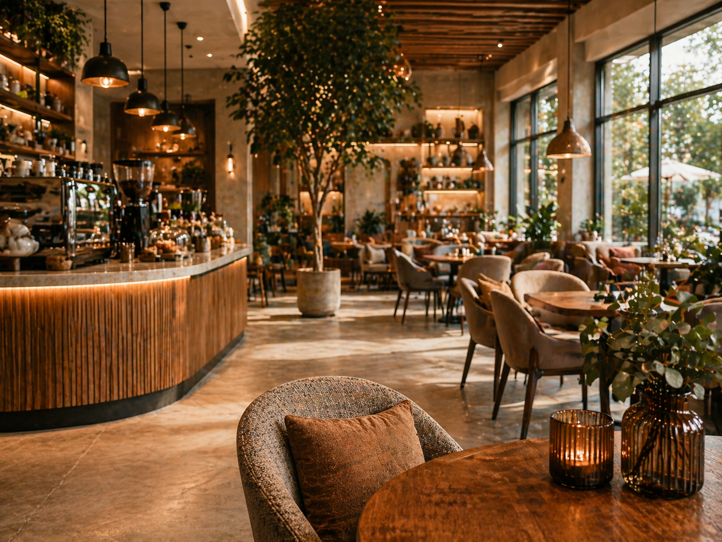 زاوية داخلية أنيقة داخل مقهى رشفة